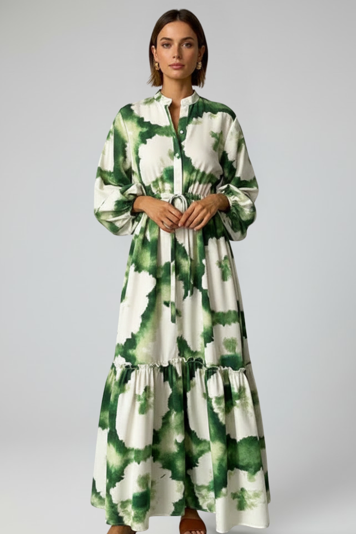 Penelope - Women’s Long Sleeve Printed Maxi Dress