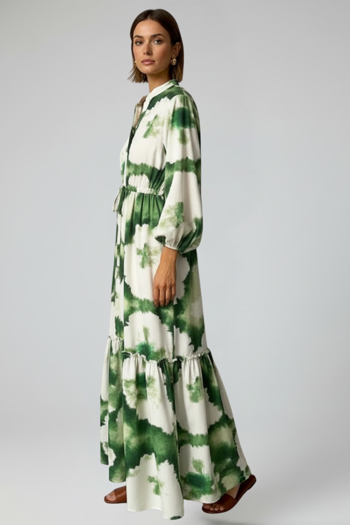 Penelope - Women’s Long Sleeve Printed Maxi Dress