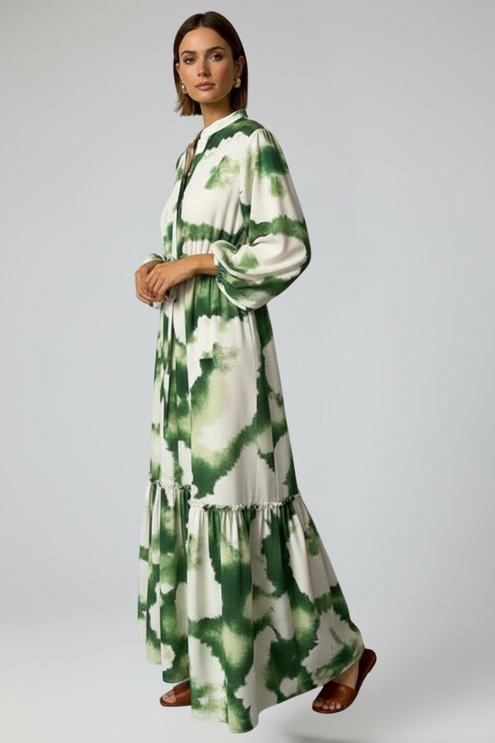 Penelope - Women’s Long Sleeve Printed Maxi Dress