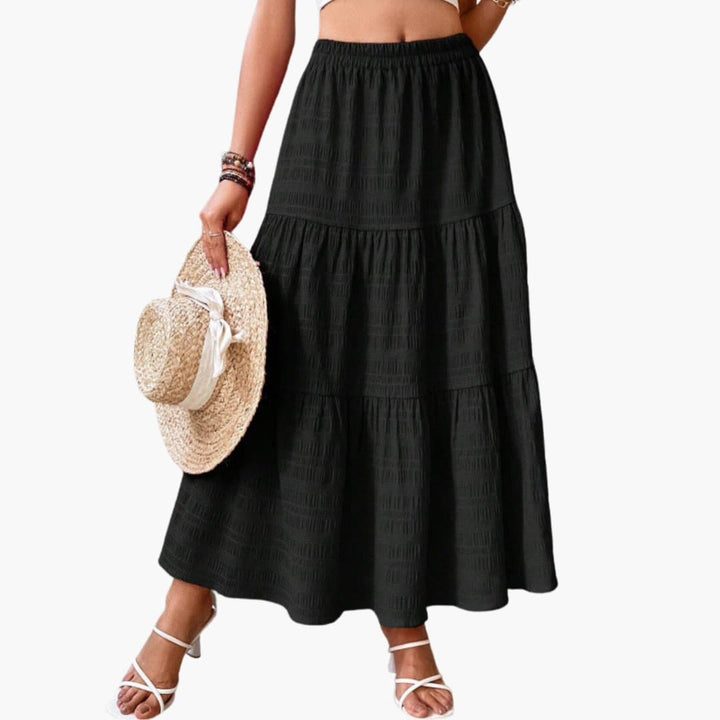 Any - Spring Maxi Skirt with Elastic Waistband