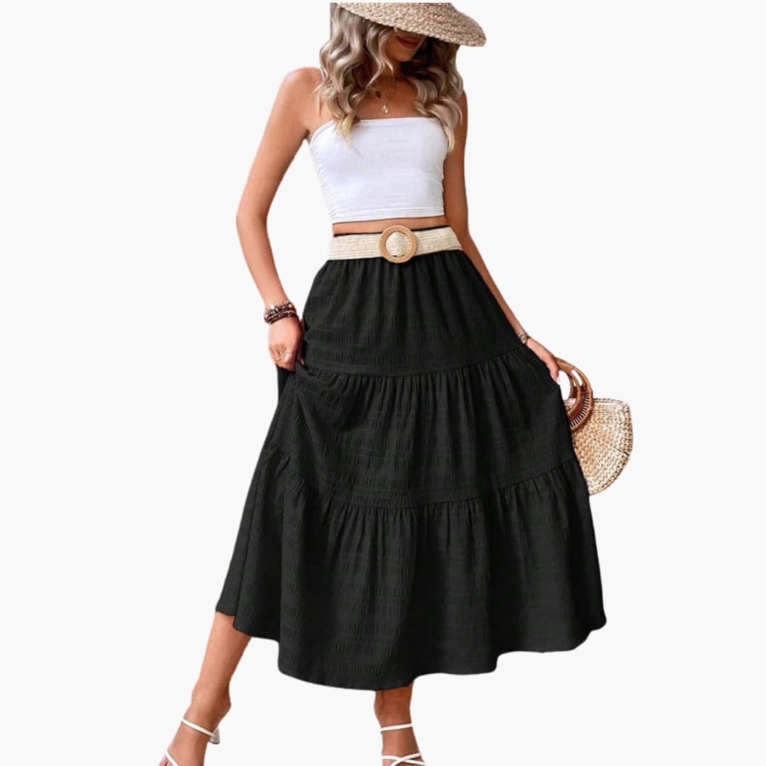 Any - Spring Maxi Skirt with Elastic Waistband