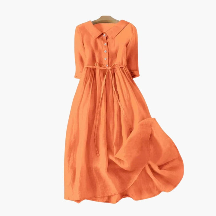 Orie - Short Sleeve Loose Fit Midi Summer Dress