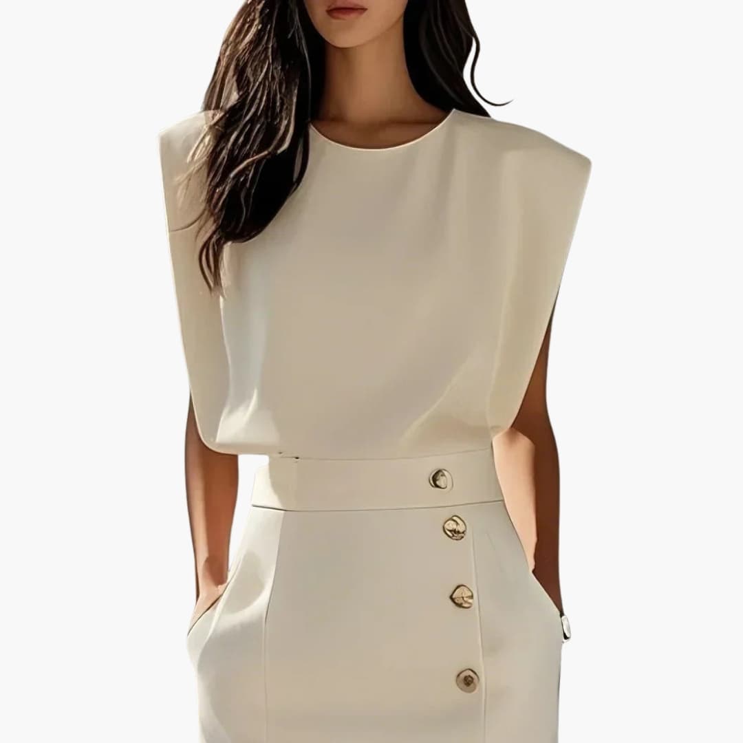 Carol - Women’s Formal Midi Dress with Button Slit