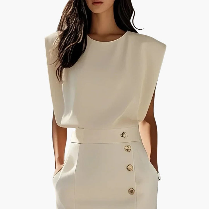 Carol - Women’s Formal Midi Dress with Button Slit