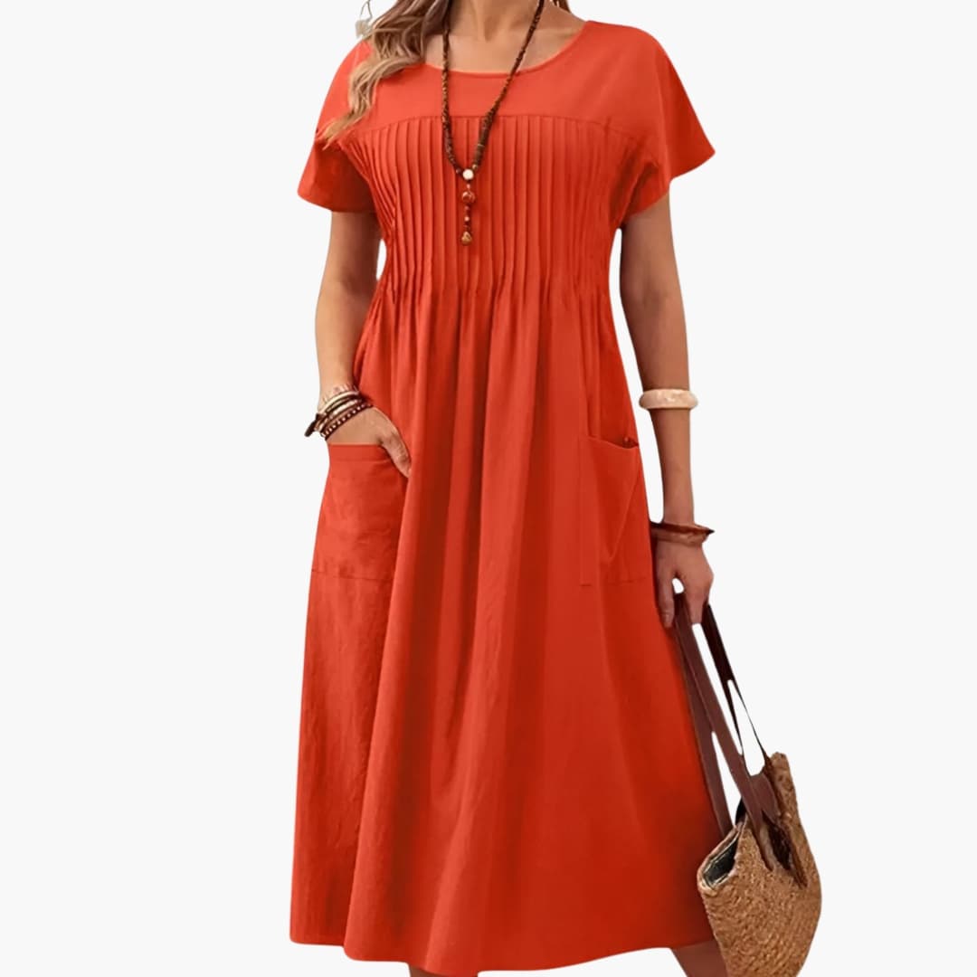 Mary - Women’s Spring Midi Dress with Pockets