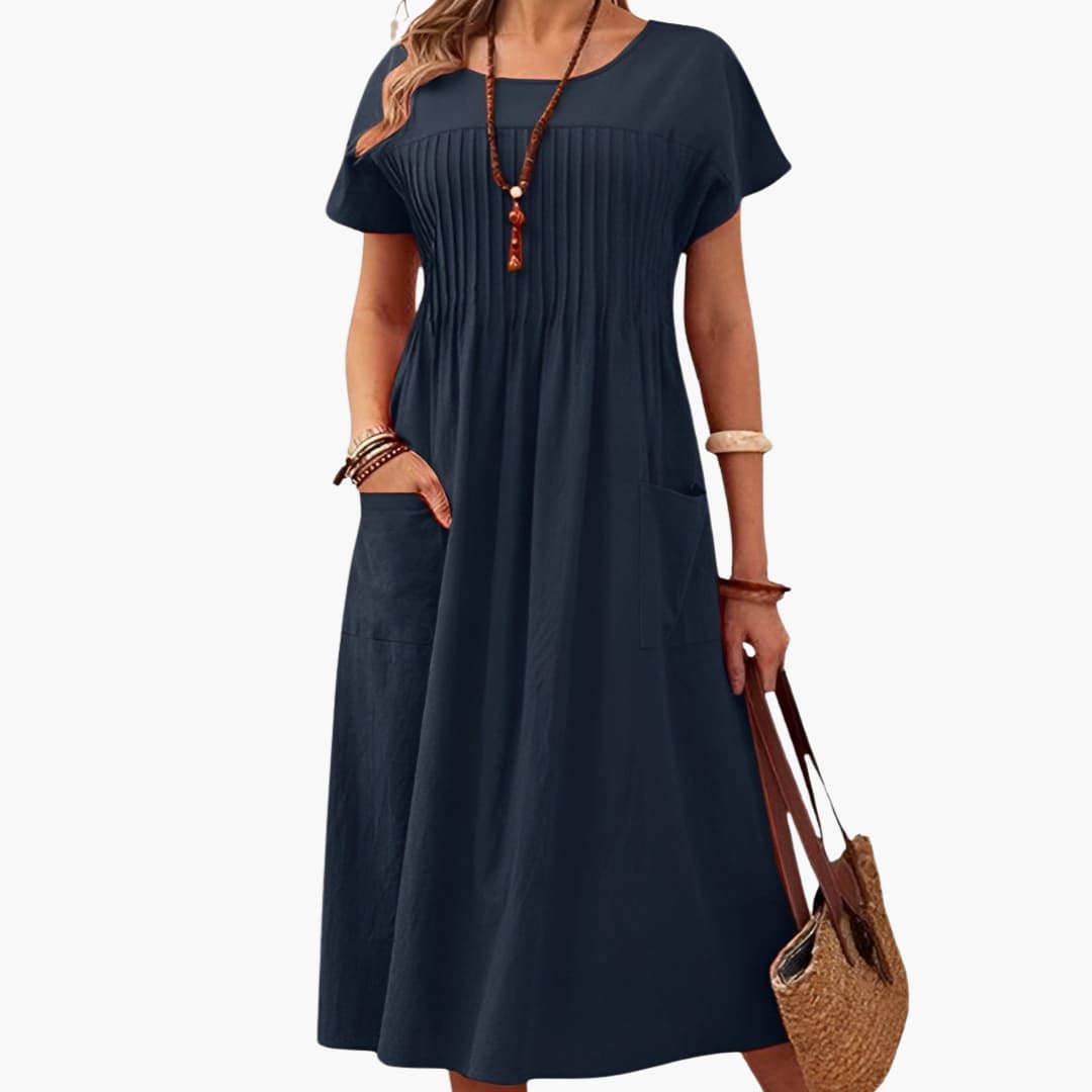 Mary - Women’s Spring Midi Dress with Pockets