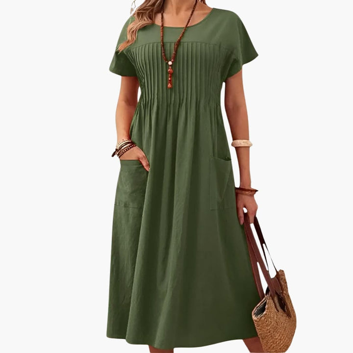 Mary - Women’s Spring Midi Dress with Pockets