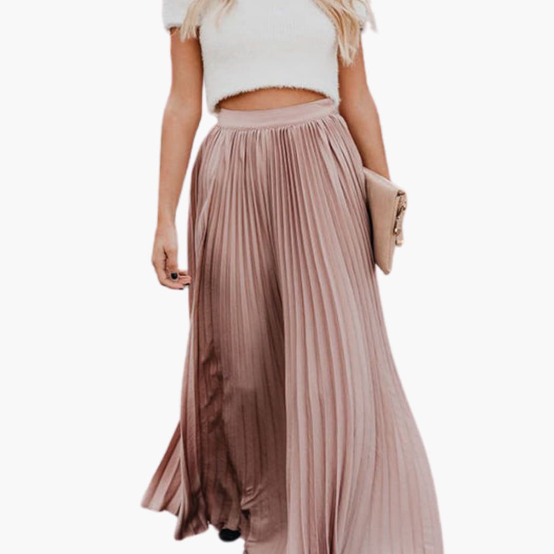 Harper - Pleated Maxi Skirt with Elastic Waistband