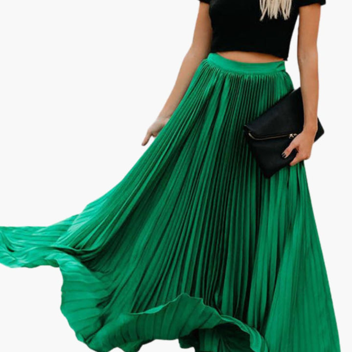 Harper - Pleated Maxi Skirt with Elastic Waistband