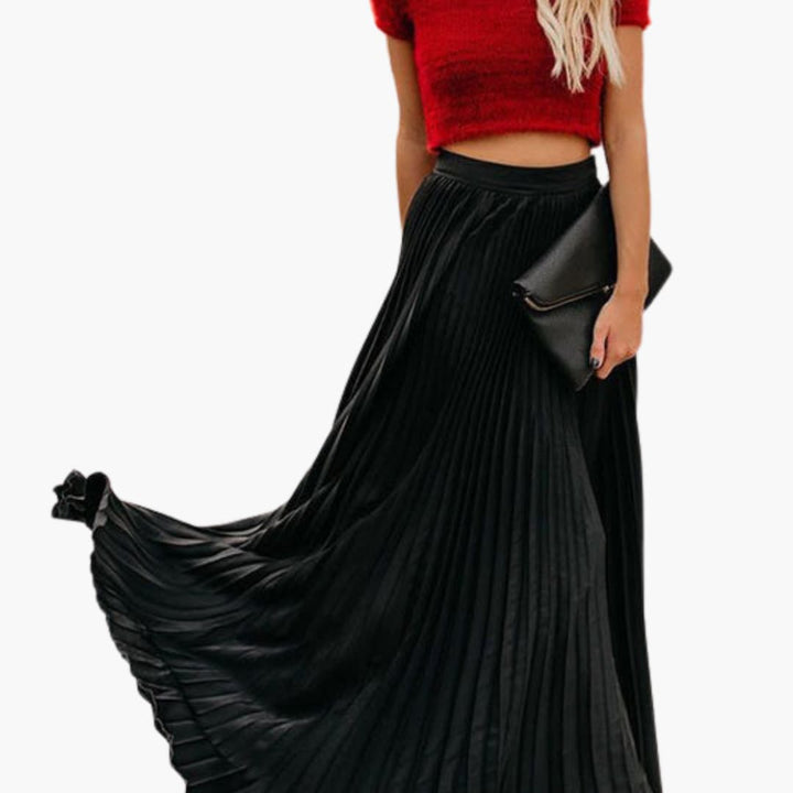 Harper - Pleated Maxi Skirt with Elastic Waistband