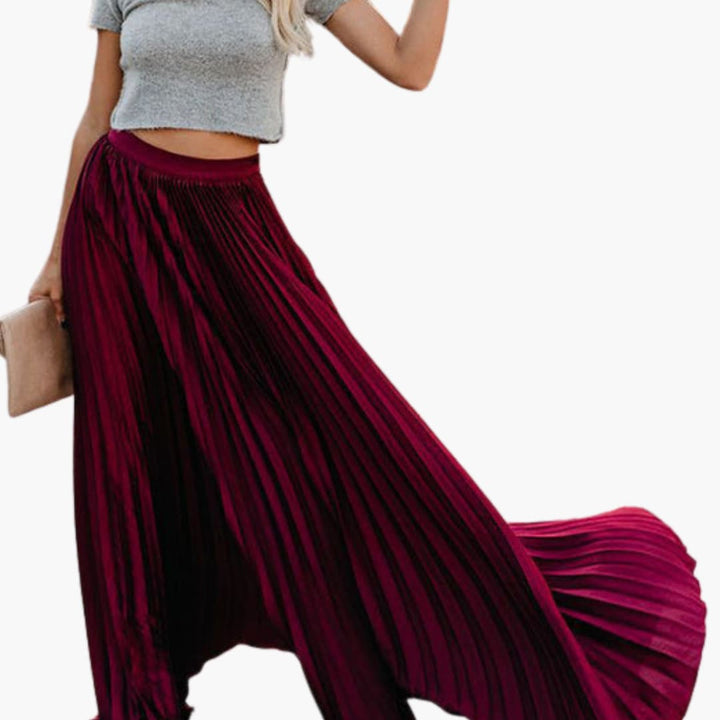 Harper - Pleated Maxi Skirt with Elastic Waistband