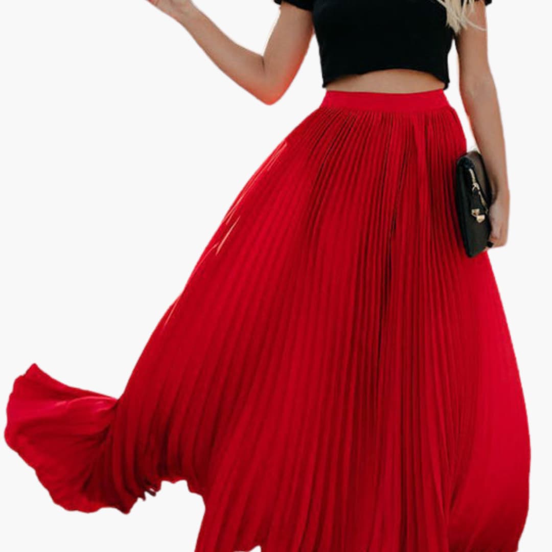 Harper - Pleated Maxi Skirt with Elastic Waistband