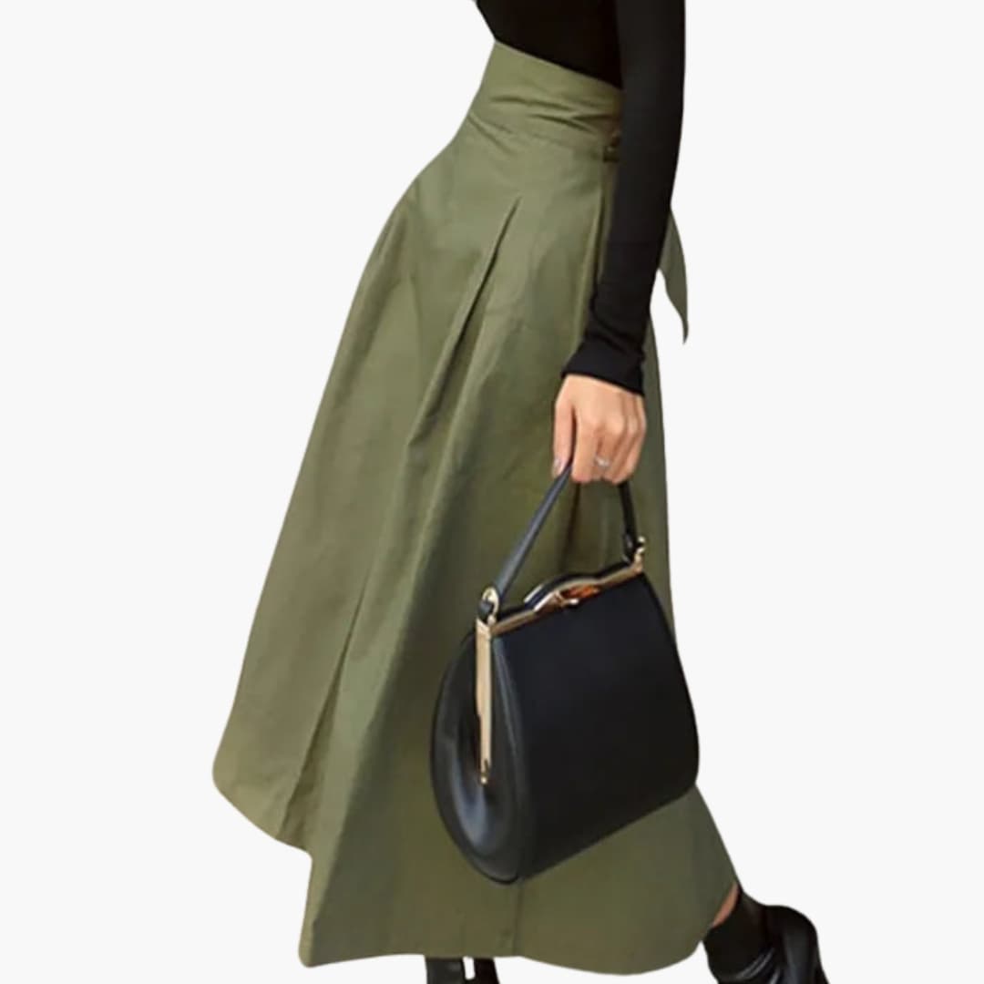 Slina - Pleated Skirt with High Waist and Bow Detail