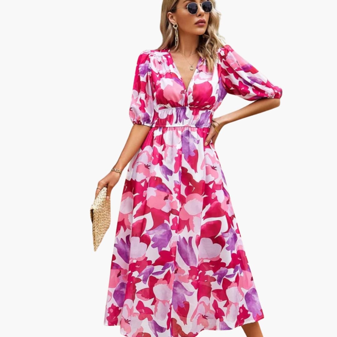 Rose - Women’s Summer Floral Midi Dress