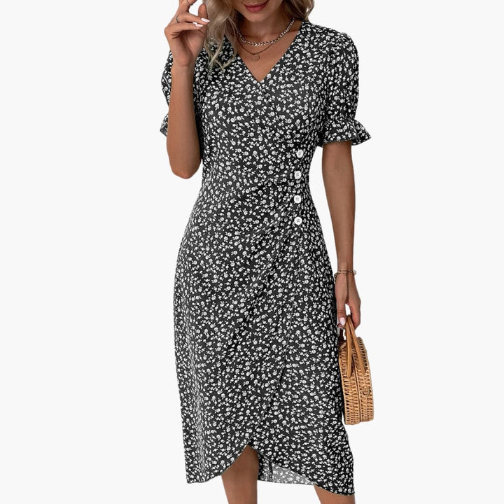 Luara - Women’s V-Neck Floral Midi Dress