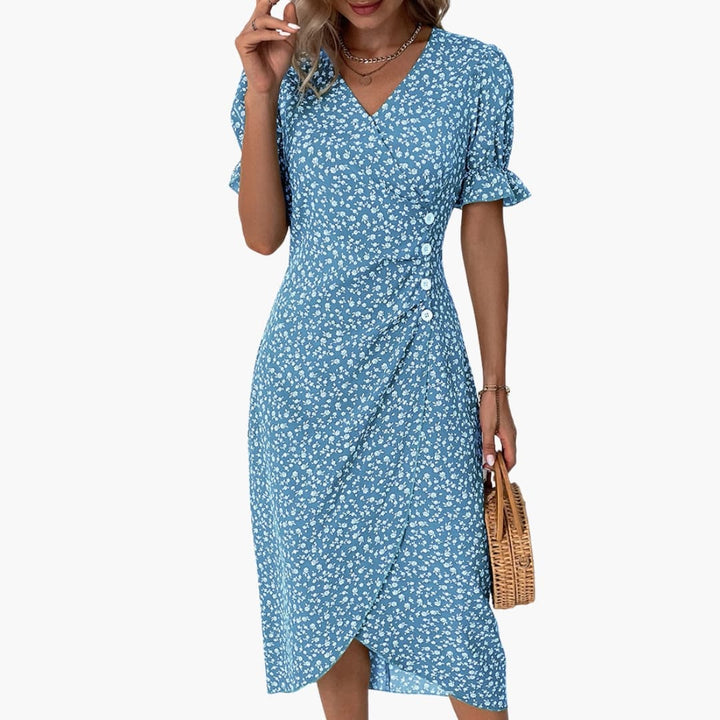 Luara - Women’s V-Neck Floral Midi Dress