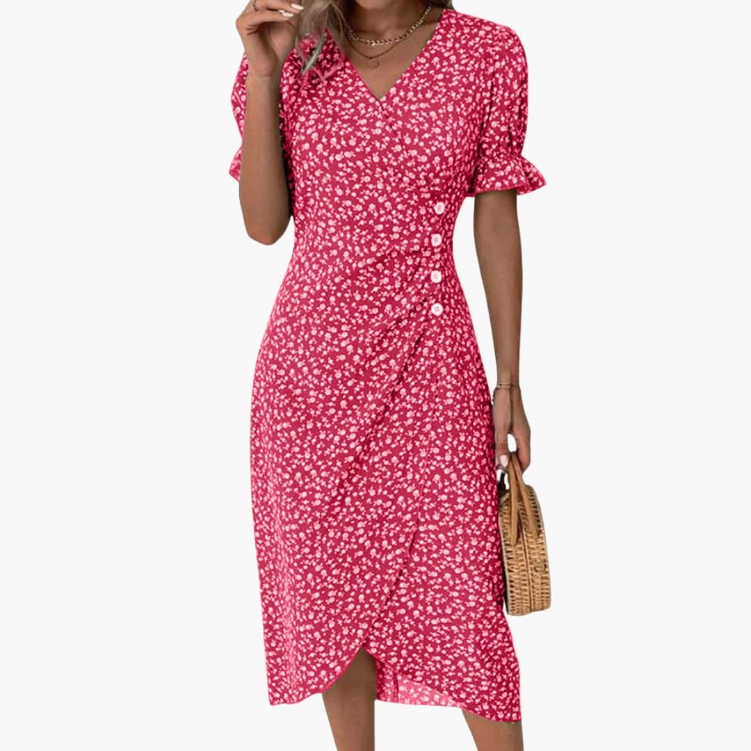 Luara - Women’s V-Neck Floral Midi Dress