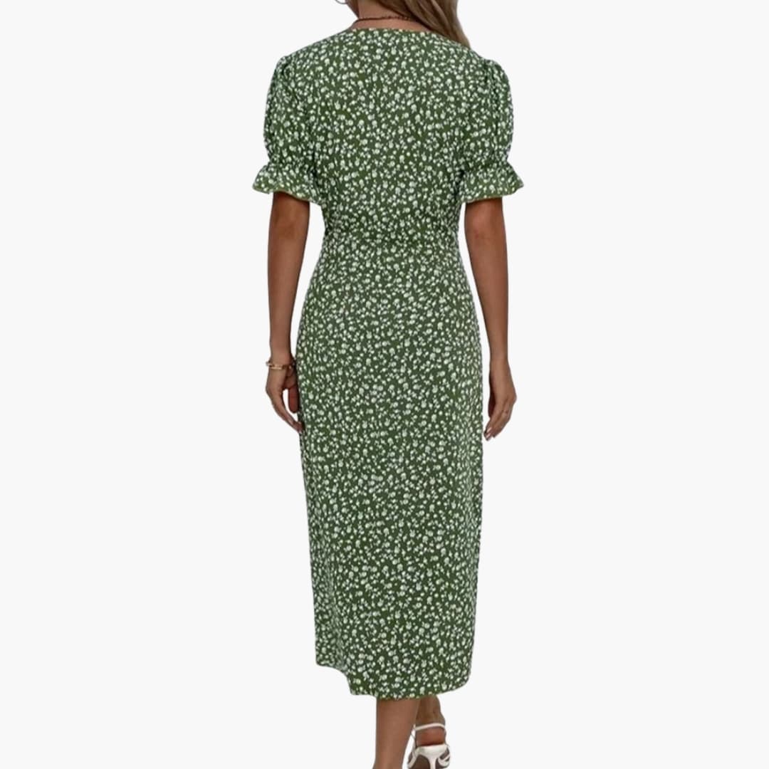 Luara - Women’s V-Neck Floral Midi Dress