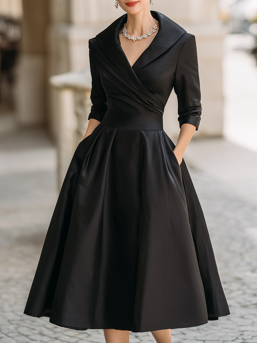 Reece - Elegant Collared Formal Midi Dress
