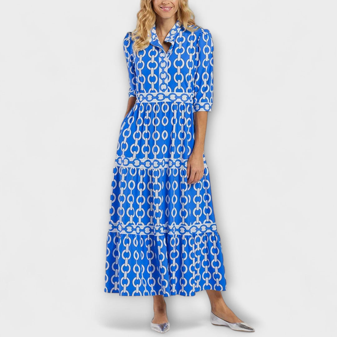 Wendy - Summer Midi Dress with Chain Pattern
