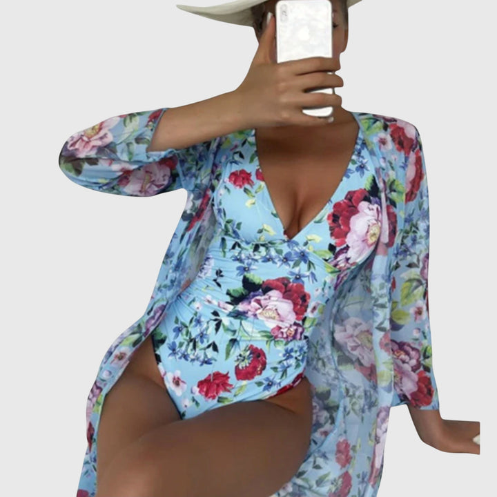 Ruby -  Women’s Elegant Floral Print Swimsuit Set