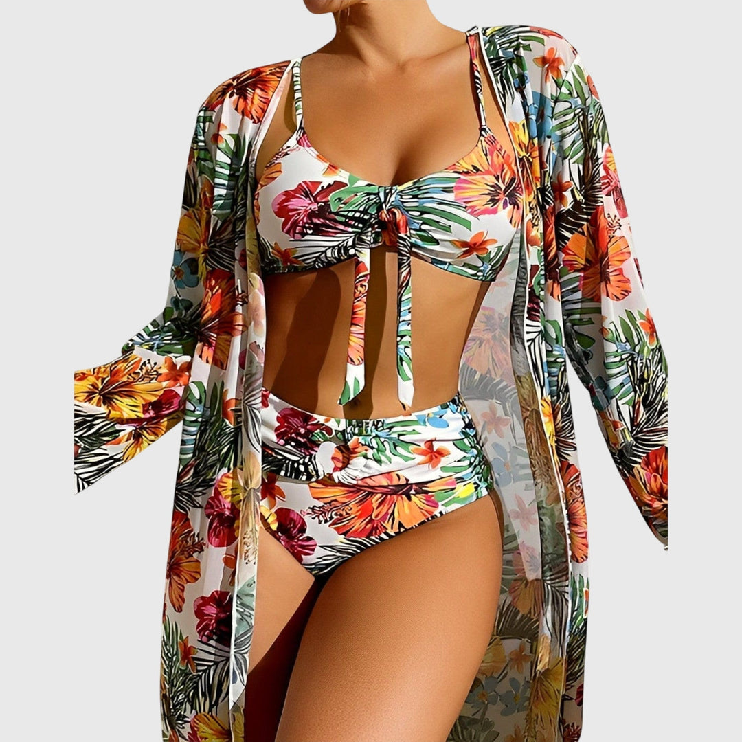 Isa - Women’s Tropical Print Swimsuit Cover Up Set