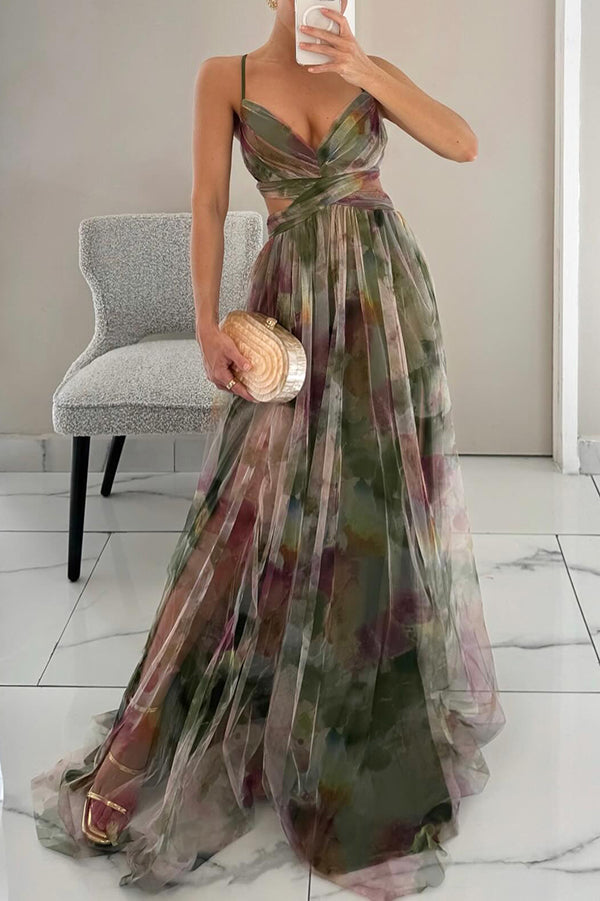 Cindy - Chic Floral Print A-line Maxi Dress