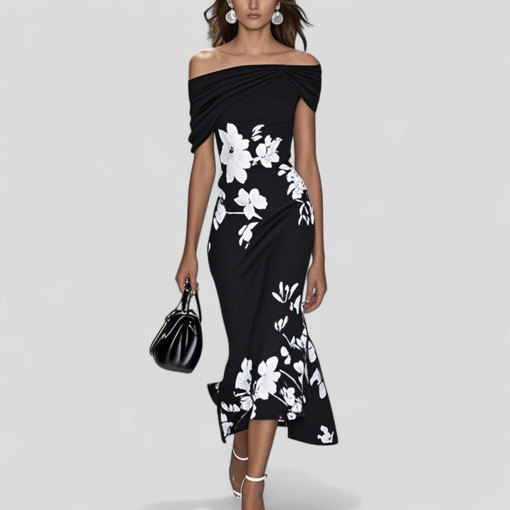 Sania - Women Off-Shoulder Ruffle Hem Wedding Guest Dress