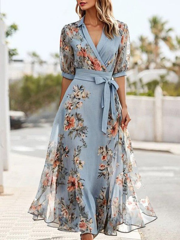 Stacey - Women V-Neck Midi Dress
