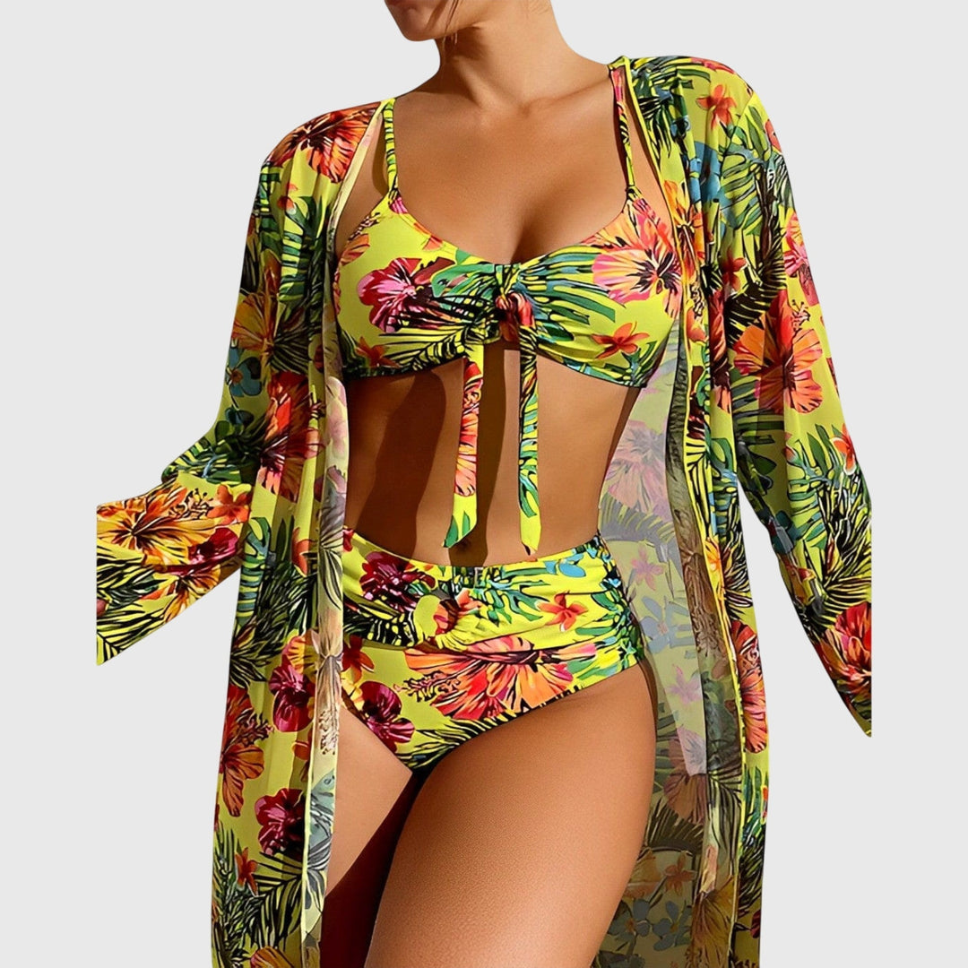 Isa - Women’s Tropical Print Swimsuit Cover Up Set
