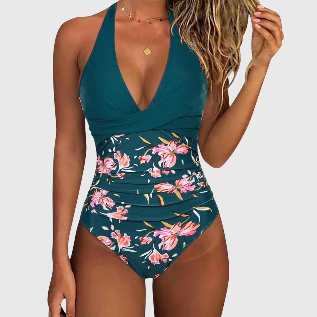 Nicole - Floral V-Neck One-Piece Swimsuit