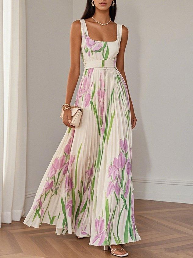 Clara - Women Chiffon Pleated Maxi Dress