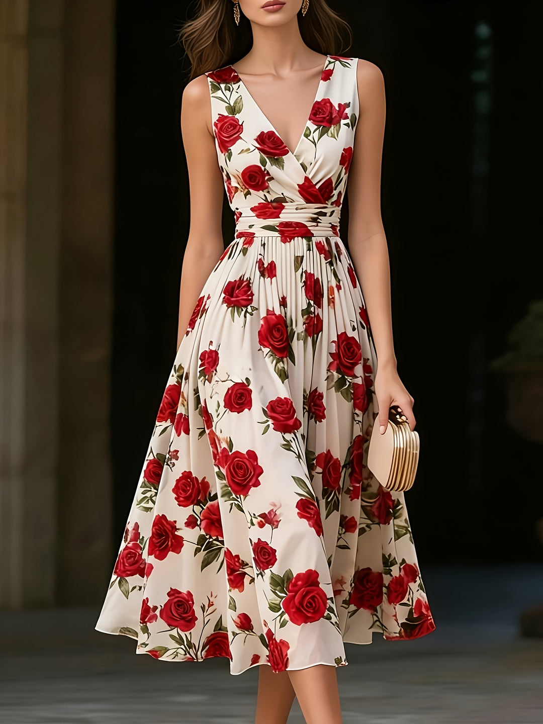 Pam - Floral Light Chiffon Midi Dress
