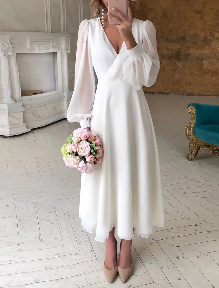 Cloe - Elegant Long Sleeve Flowing Wedding Dress