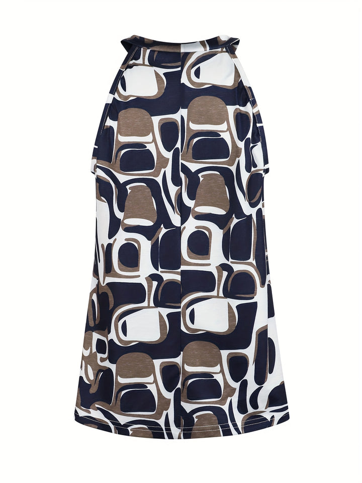 Jenni - Sleeveless Geometric Design Halter Top