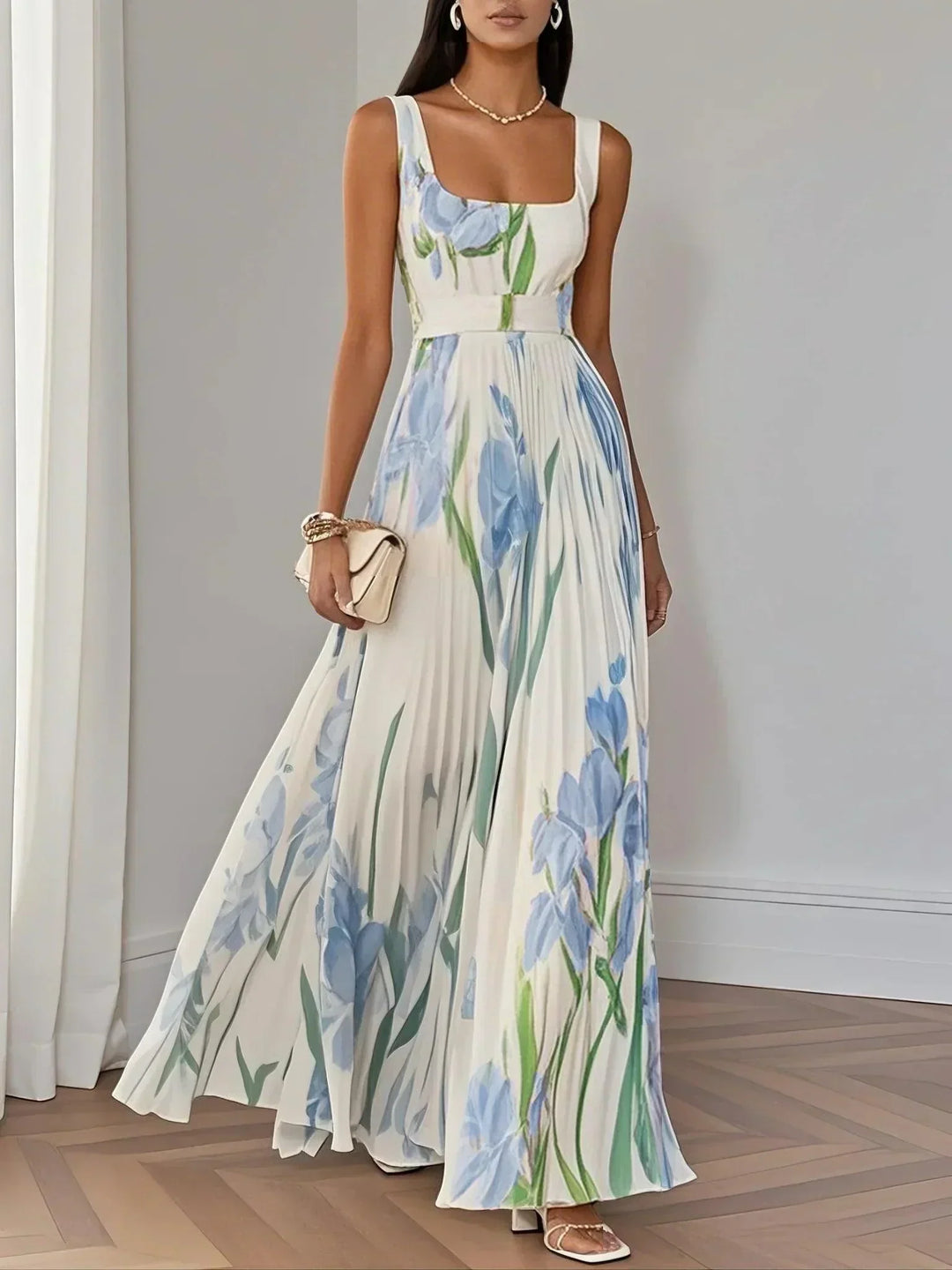 Clara - Women Chiffon Pleated Maxi Dress