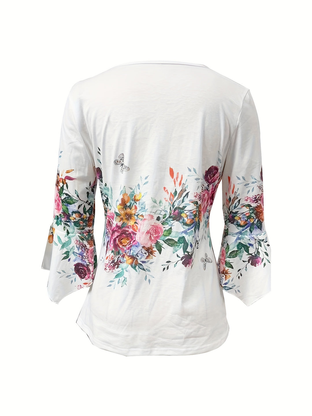 Laura - Floral Print Notched Neck Blouse