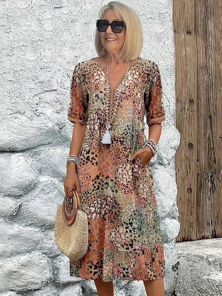 Tanya - Colorful Midi Dress For Women