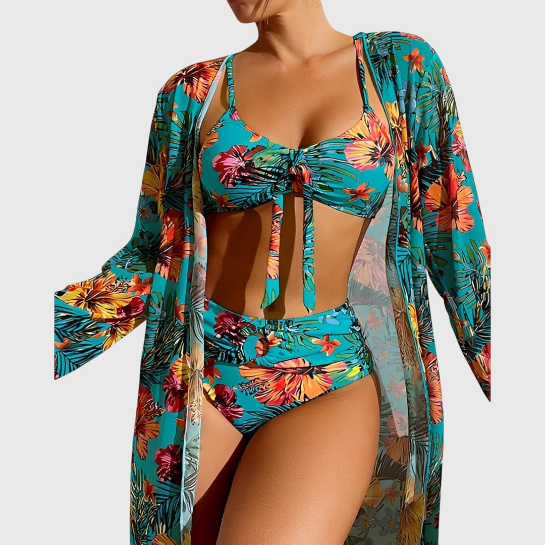 Isa - Women’s Tropical Print Swimsuit Cover Up Set