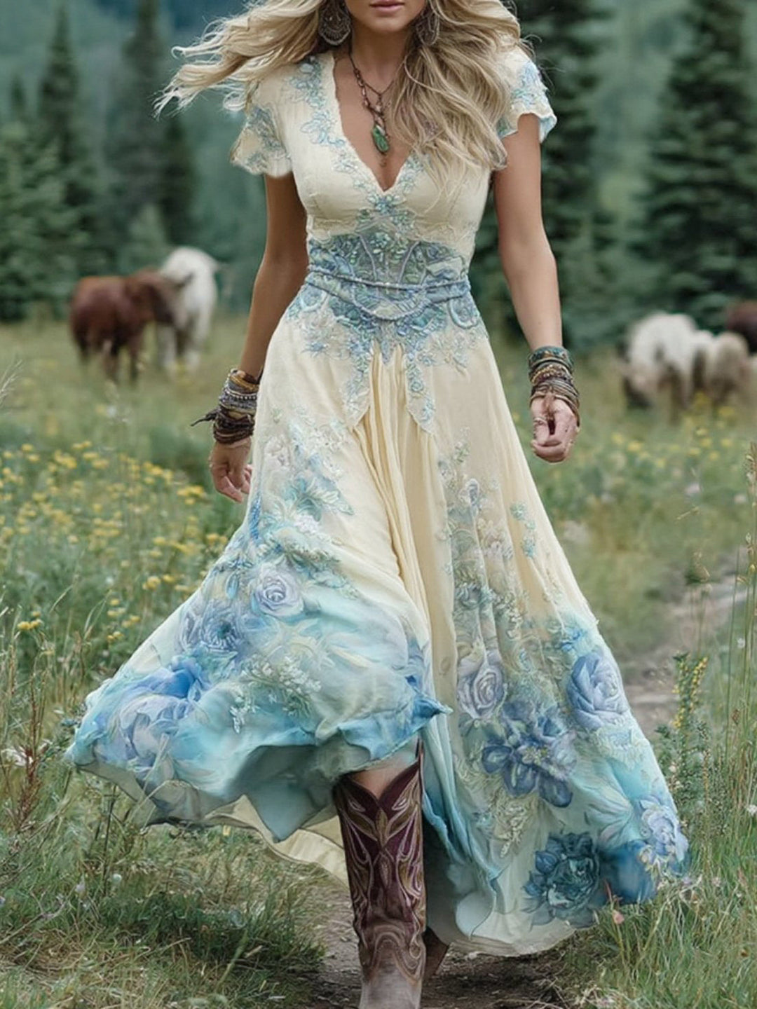 Ava - Unique Floral Maxi Dress