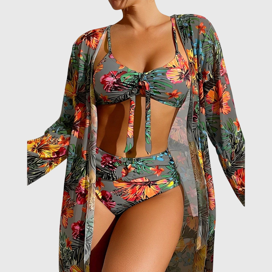 Isa - Women’s Tropical Print Swimsuit Cover Up Set