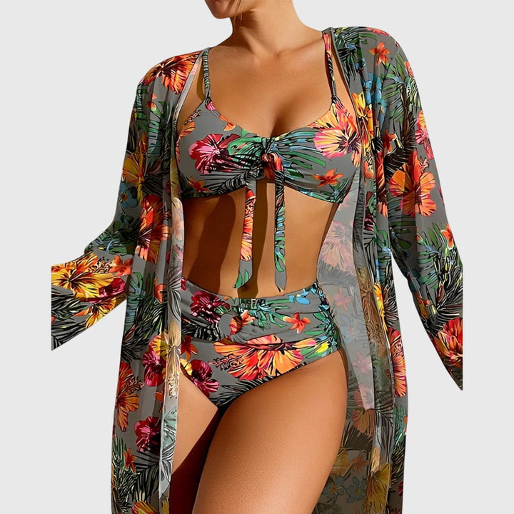 Isa - Women’s Tropical Print Swimsuit Cover Up Set