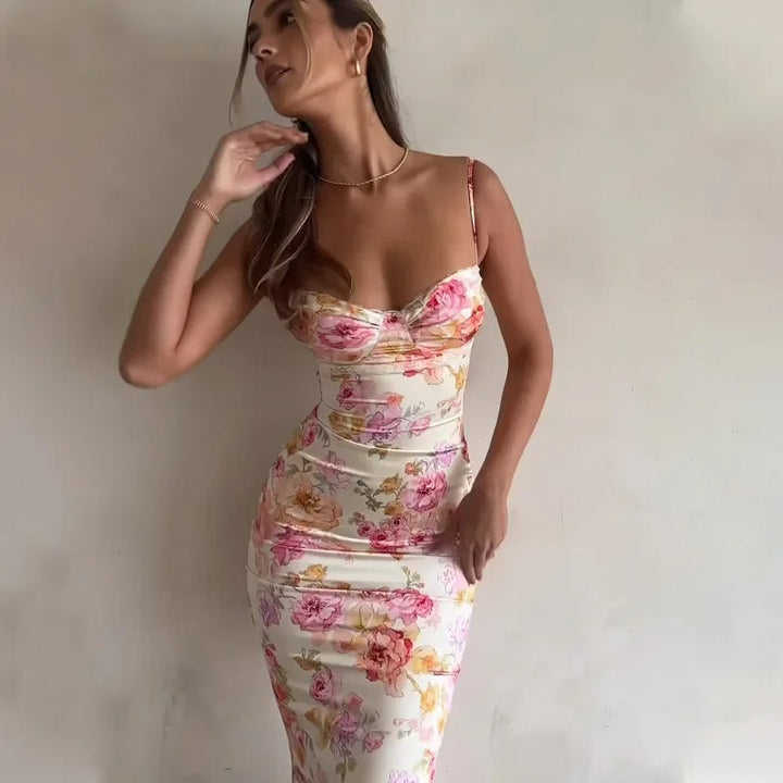Gina - Stylish Floral Bodycon Midi Dress