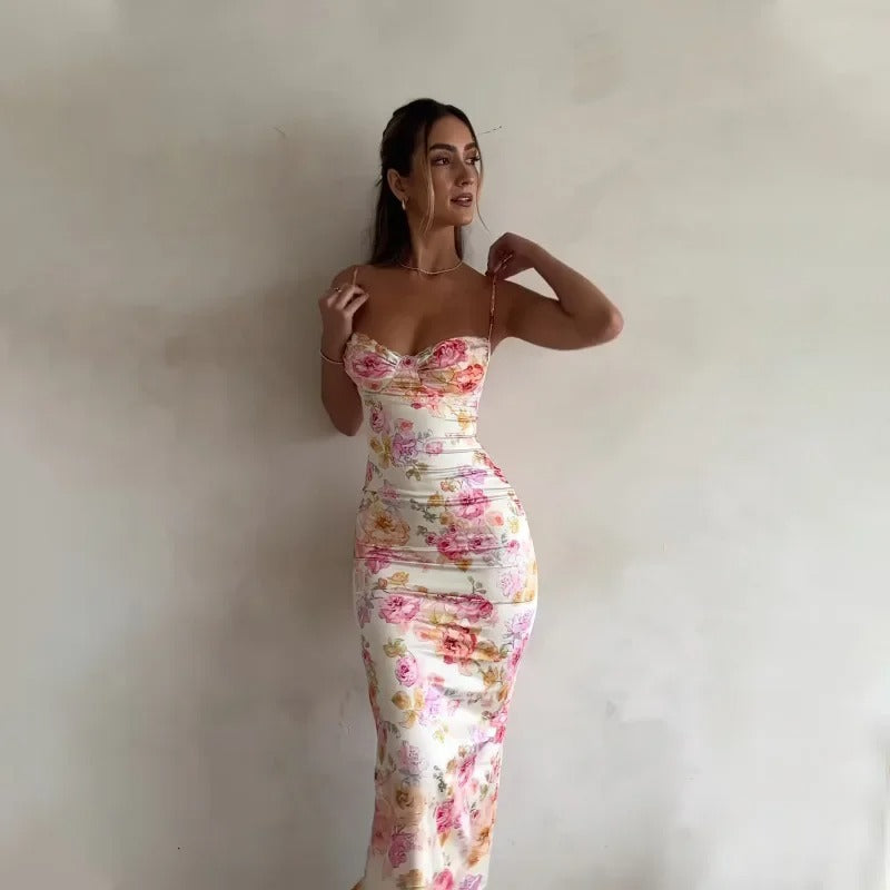 Gina - Stylish Floral Bodycon Midi Dress