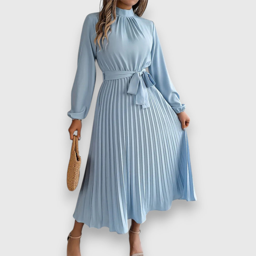 Rebecca - Elegant Pleated Spring Midi Dress