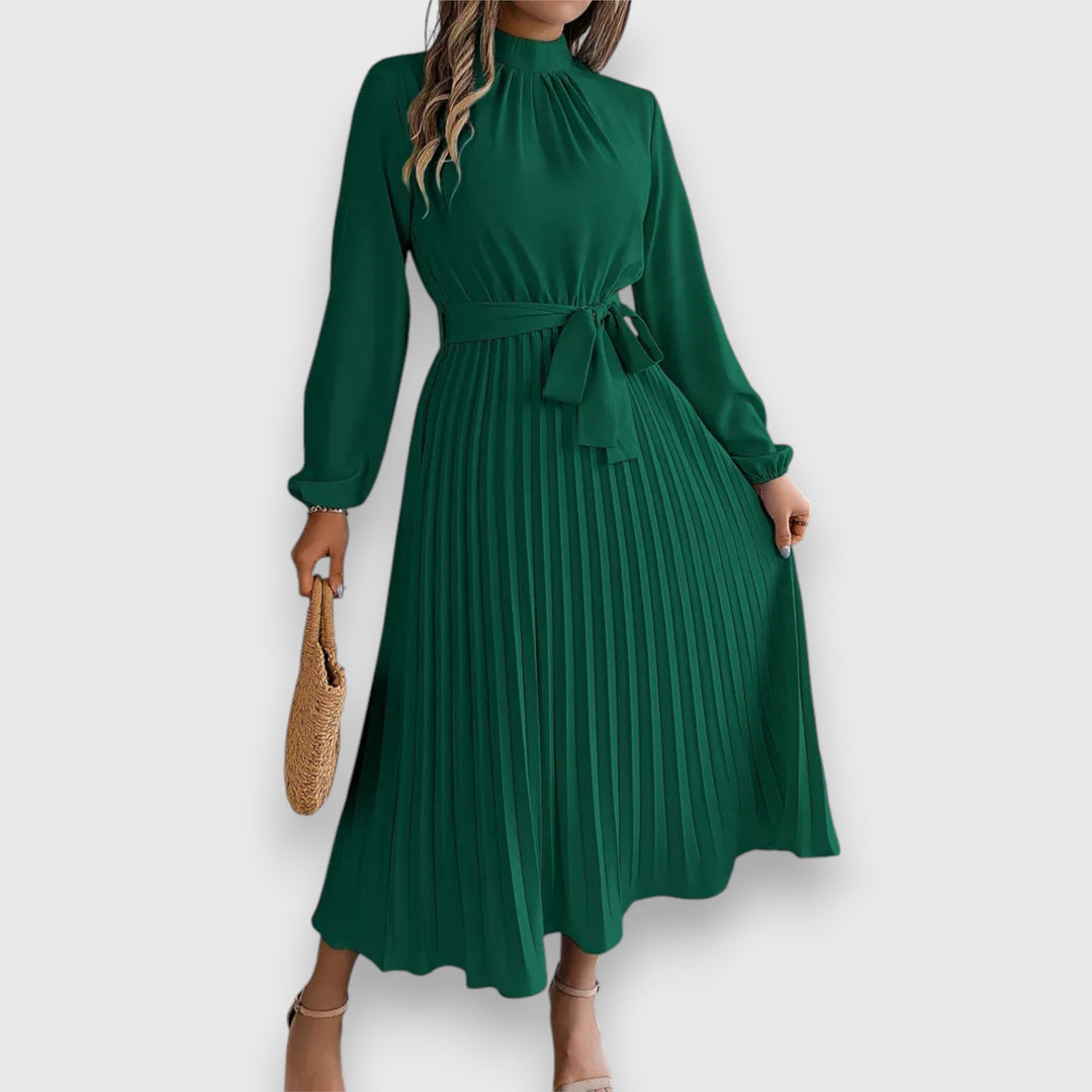 Rebecca - Elegant Pleated Spring Midi Dress