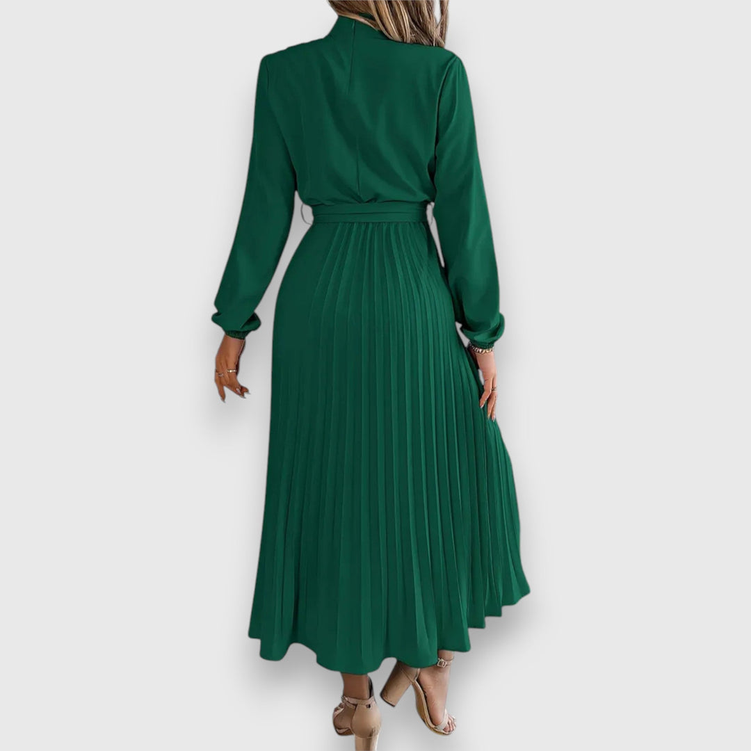 Rebecca - Elegant Pleated Spring Midi Dress