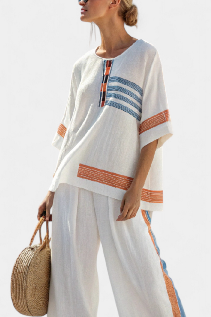 Marcellin - Sophisticated Spring Striped Top &amp; Pants