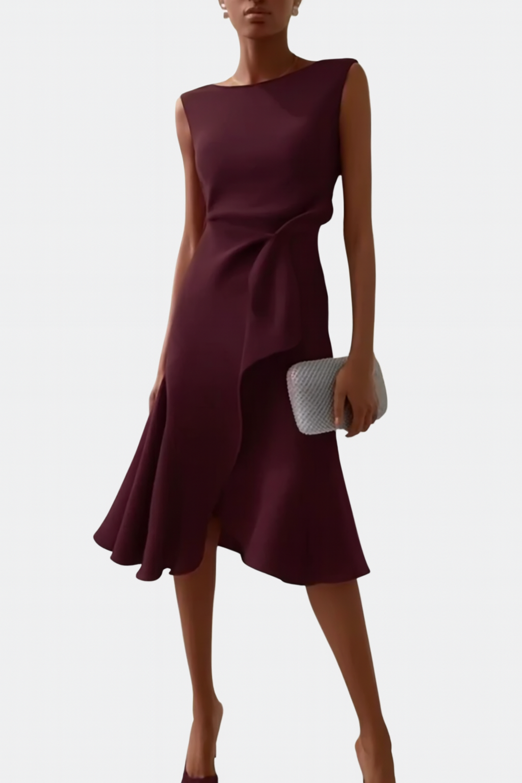 Eleanor - Women’s Draped Asymmetric Midi Dress