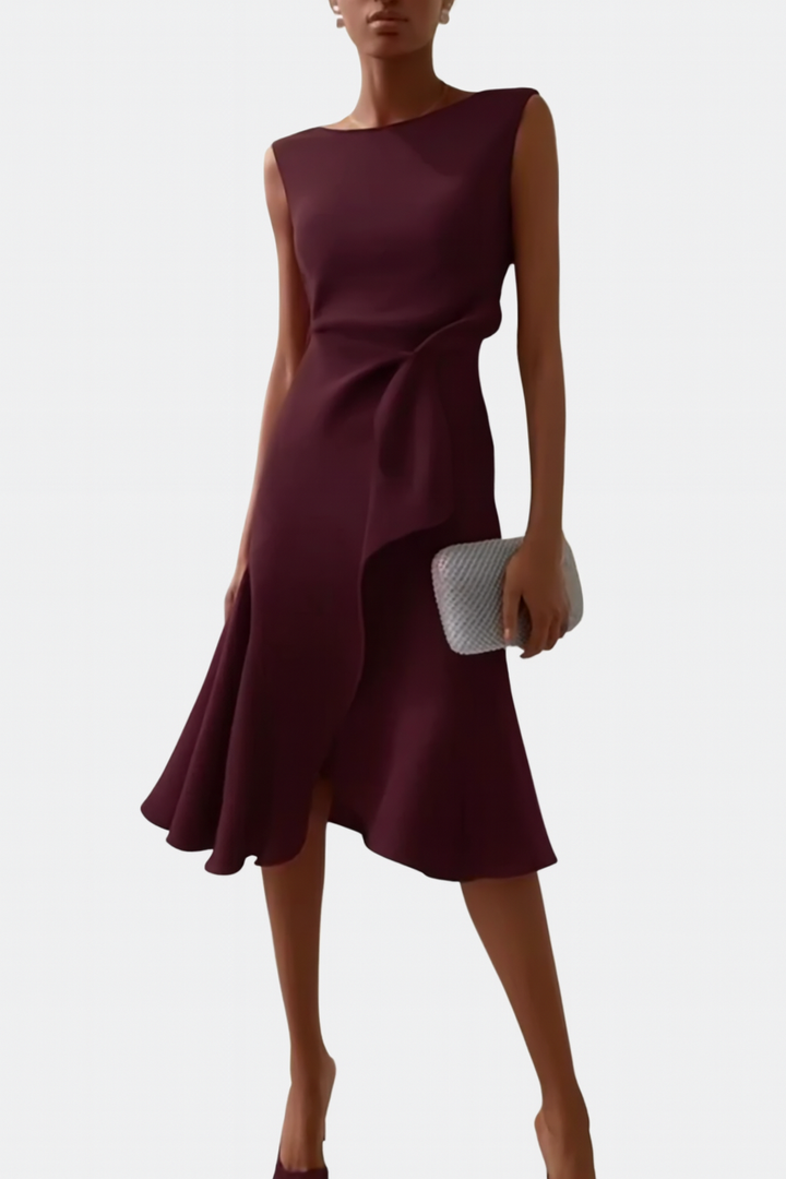 Eleanor - Women’s Draped Asymmetric Midi Dress